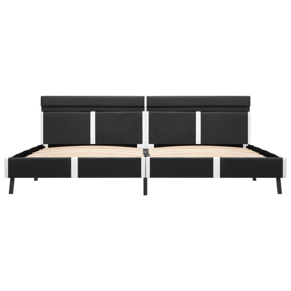 vidaXL ベッドフレーム LEDライト付き グレー 合成皮革製 180x200cm