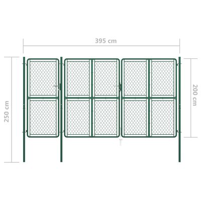 vidaXL ガーデンゲート 200x395cm スチール製 グリーン