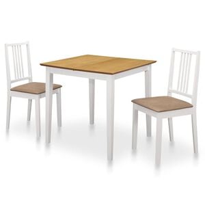 vidaXL ダイニング3点セット MDF ホワイト