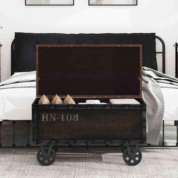 vidaXL 収納ベンチ 無垢材＆合成皮革 80.5x41x50cm