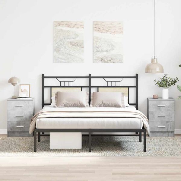 vidaXL ベッドサイドキャビネット 2点 コンクリートグレー 38x35x56cm エンジニアリングウッド