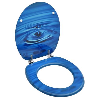 vidaXL トイレ便座 ふた付き MDF製 ブルー 水滴デザイン