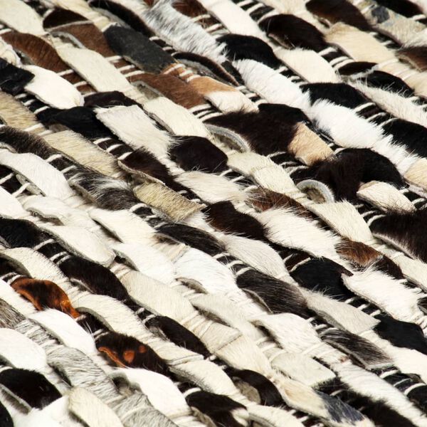 vidaXL ラグ 毛付き本革 120x170cm ブラック/ホワイト