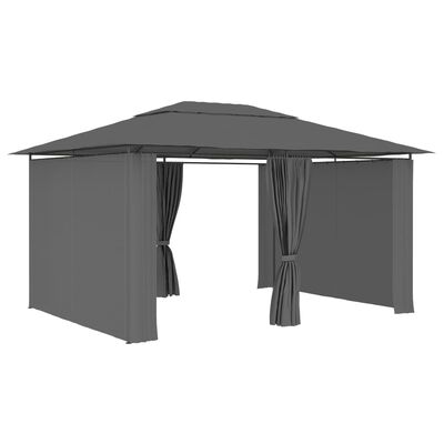 vidaXL ガーデンガゼボ風テント カーテン付き 4x3m アントラシート