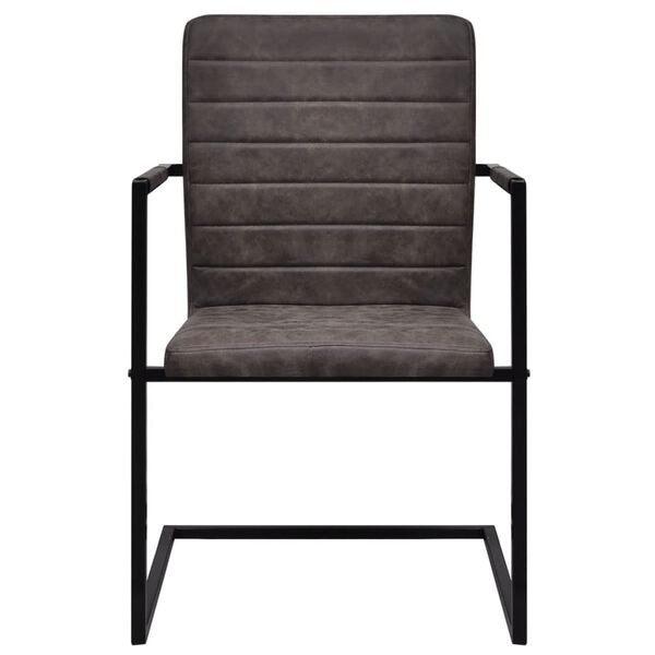 vidaXL カンチレバーダイニングチェア 6点 ダークブラウン 合成皮革製