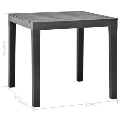 vidaXL ガーデンテーブル 78x78x72cm プラスチック製 アントラシート