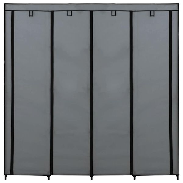 vidaXL ワードローブ コンパートメント4点＆吊り下げ棒付き 175x45x170cm グレー