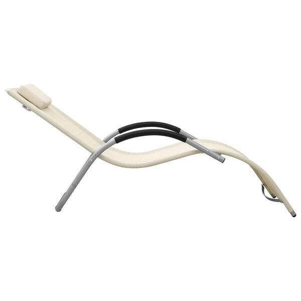 vidaXL サンラウンジャー 合成繊維製 クリーム＆グレー