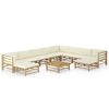 vidaXL 11ピース ガーデンラウンジセット クリームホワイトクッション付き 竹製