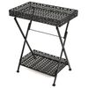 vidaXL 折りたたみティーテーブル ヴィンテージ調 金属製 58x35x72cm ブラック
