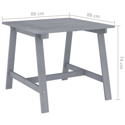 vidaXL ガーデンダイニングテーブル 88x88x74cm アカシア無垢材 グレー