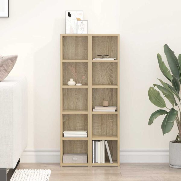 vidaXL CDキャビネット 2個 ソノマオーク 21x16x93.5cm パーティクルボード