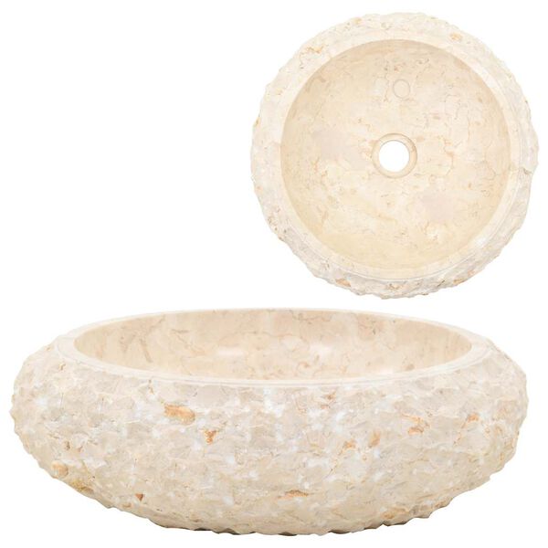 vidaXL 洗面器 40x12 cm 大理石 クリーム