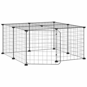 vidaXL 12パネルペットケージ ドア付 ブラック 70x70x35cm スチール