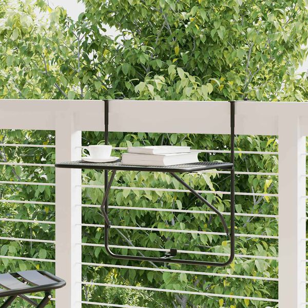 vidaXL バルコニーテーブル ブラック 60x40cm スチール製