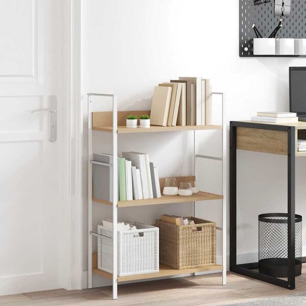 vidaXL 3段 ブックシェルフ オーク 60x27.6x90.5cm エンジニアリングウッド