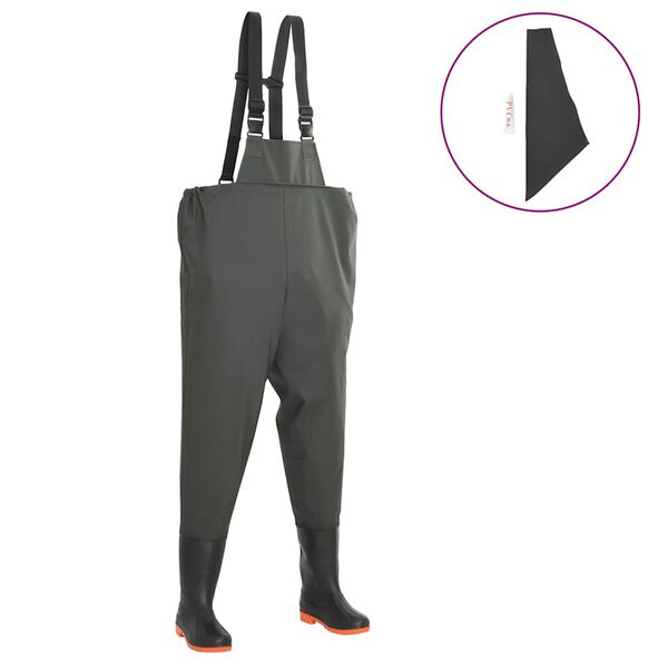 vidaXL ウェーディングパンツ ブーツ付き グリーン サイズ42