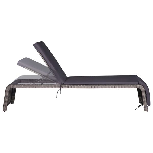 vidaXL サンラウンジャー テーブル付き ポリラタン製 グレー