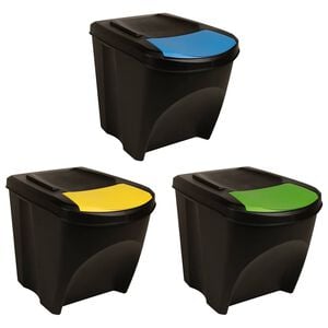 vidaXL スタッキング式ゴミ箱ボックス 3個入り アンスラサイト 75L ポリプロピレン
