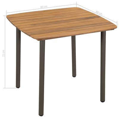 vidaXL ガーデンテーブル 80x80x72cm アカシア無垢材＆スチール