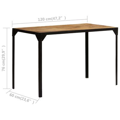 vidaXL ダイニングテーブル 粗いマンゴーウッド無垢材＆スチール 120cm