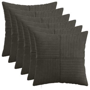 vidaXL クッションカバー 6 個 ALMELO アンスラサイト 40 x 40 cm コーデュロイ