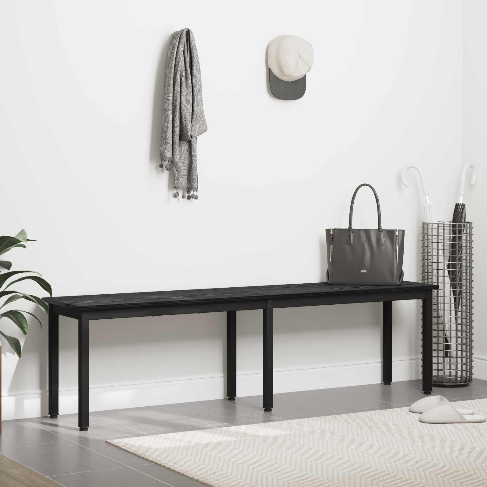 vidaXL ベンチ ブラックオーク 160 x 35 x 45 cm エンジニアリング