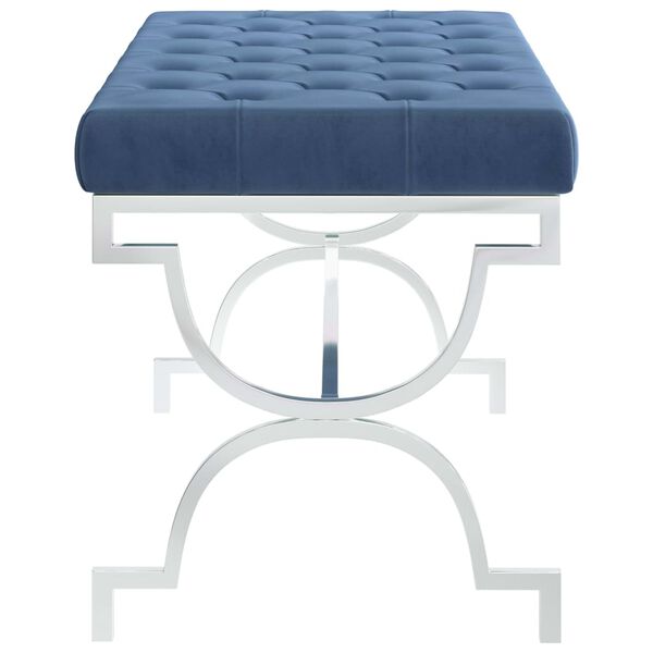 vidaXL ベンチ 99cm ブルー ベルベット＆ステンレススチール製