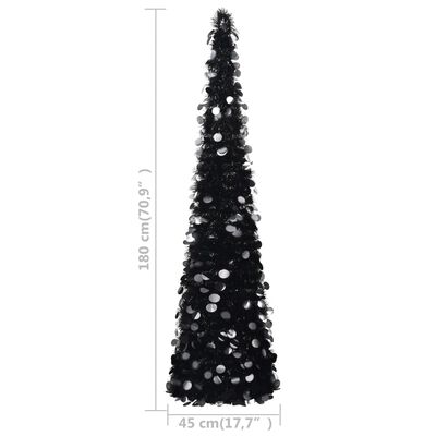 vidaXL ポップアップ 人工クリスマスツリー ブラック 180cm PET製