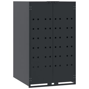 vidaXL ホイール付きビン収納 シングルビン用 アンスラサイト 69x79x117 cm スチール
