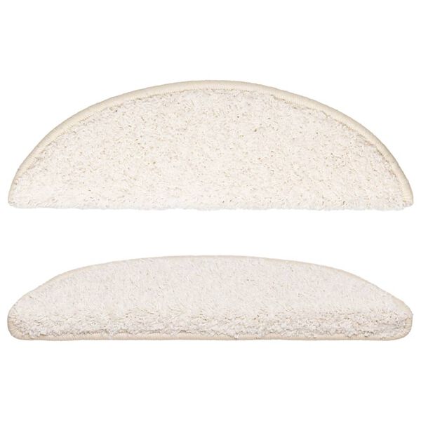 vidaXL 階段マット 15枚入り 56x17x3 cm ホワイト 半円形