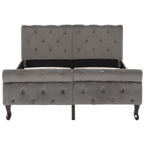 vidaXL ベッドフレーム グレー ベルベット張り 120x200cm