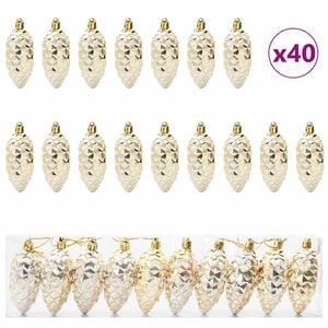 vidaXL クリスマス松ぼっくりボール 40 個 LED gold 4 x 9 cm プラスチック