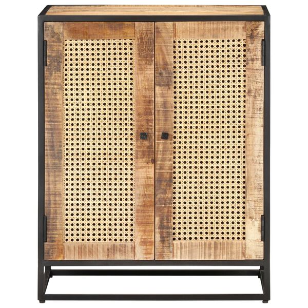 vidaXL サイドボード 60x35x75cm 天然籐＆マンゴー無垢材 (粗目)