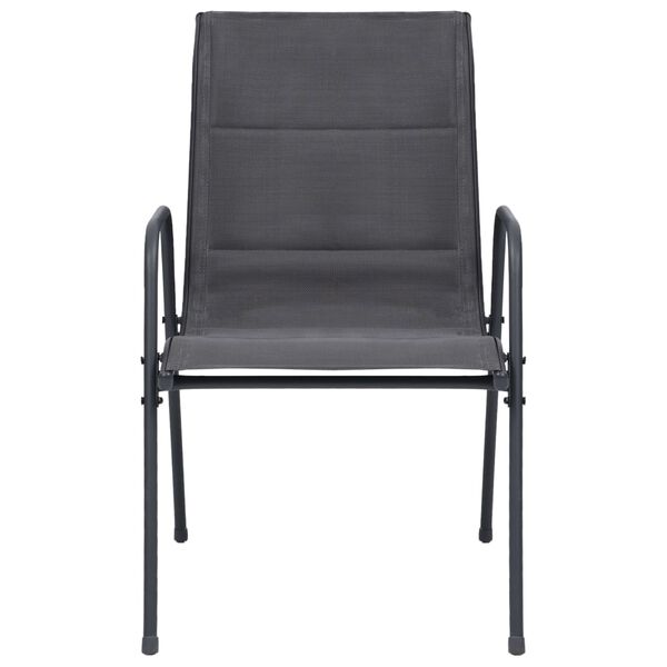 vidaXL 積み重ね可能 ガーデンチェア 4点 スチール＆合成繊維 アントラシート