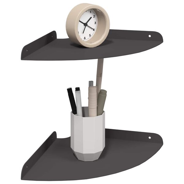 vidaXL 壁棚 棚で ストレージ付き 2 pcs ブラック 24 x 24 x 2 cm