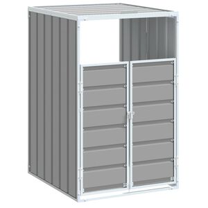 vidaXL ホイール付きビン収納 シングルビン用 グレー 72x81x115 cm スチール