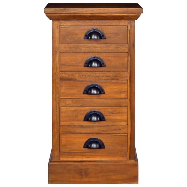 vidaXL 5段型 引き出しキャビネット 35x30x60cm チーク無垢材
