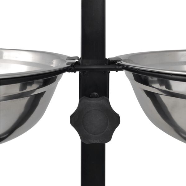 vidaXL 調節可能なダブルダイナーペット犬用給餌スタンド & 4.1L ステンレススチールボウル 2個