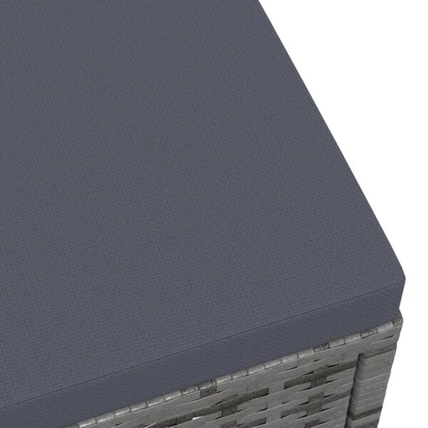 vidaXL ガーデンフットスツール クッション付き グレー ポリラタン製