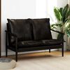 vidaXL 2人掛けソファ 本革＆アカシア材 ブラック