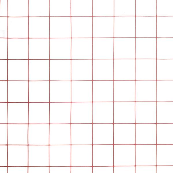 vidaXL ニワトリ 金網フェンス PVC塗装仕上げスチール製 25x0.5m レッド