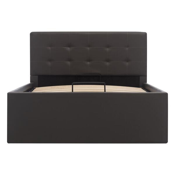 vidaXL 油圧式収納ベッドフレーム グレー 合成皮革製 90x200cm