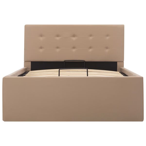 vidaXL 油圧式収納ベッドフレーム カプチーノ 合成皮革製 100x200cm