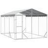 vidaXL 屋外犬小屋 屋根付き シルバー 3x4.5x2.5 m 亜鉛メッキ鋼製