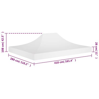 vidaXL パーティーテント専用ルーフ 4x3m ホワイト 270g/m²