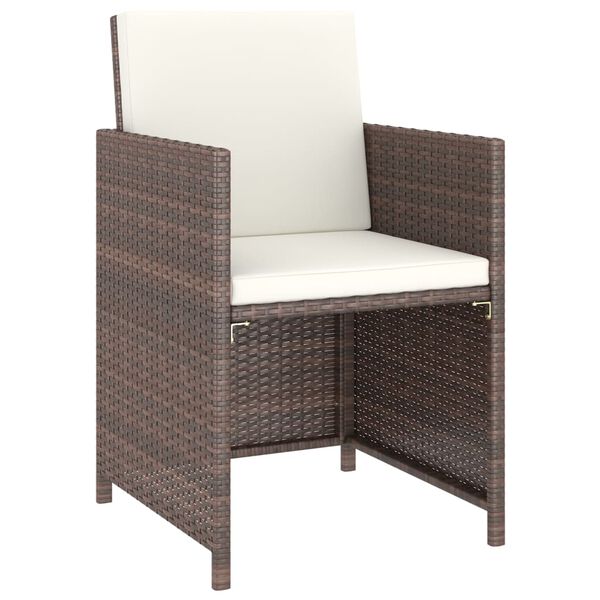 vidaXL 屋外ダイニング6点セット クッション付き ポリラタン製 ブラウン