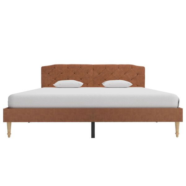 vidaXL ベッドフレーム ブラウン 布製 150x200cm