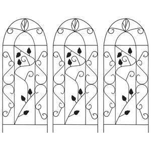 vidaXL つる性植物用 園芸ラック 3点 ブラック 40x100cm アイアン製