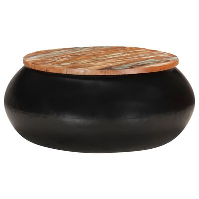 vidaXL コーヒーテーブル 68x68x30cm 無垢の再生木材 ブラック